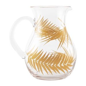 Chic and tonic gold palm design glass pitcher